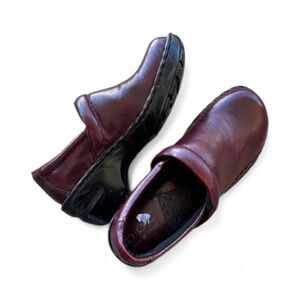 B.O.C. Born Concept Clogs Shoes Womens 6.5 Burgundy Faux Leather Slip On Comfort